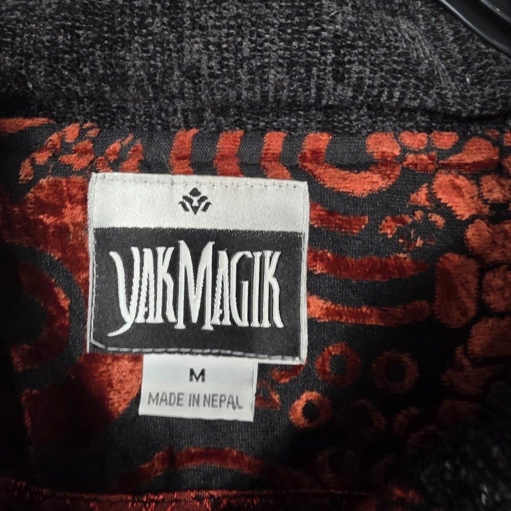 YAK MAGIK Womens M Jacket Cardigan Burnout Velvet Boho Artwear Made in Nepal - Picture 4 of 7